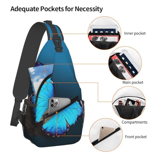 Bolso cruzado de pecho para hombre con diseño mariposa azul miniatura 4