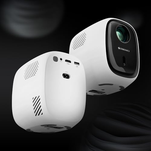 ZEBRONICS PIXAPLAY 53, Smart Vertical Projector, 3500 Lumens, 4K Support, 120 Inch Screen Size, Auto Focus, Auto Keystone, Bluetooth, HDMI, USB, WiFi, 1080p Support, APP Support, Miracast view 2