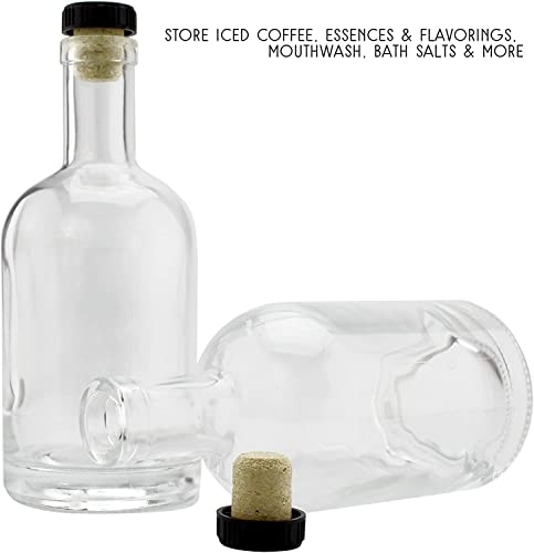 Cornucopia 12-Ounce Liquor Bottles (2-Pack); Clear Glass Bottles W/T-Top Synthetic Corks #TOP6