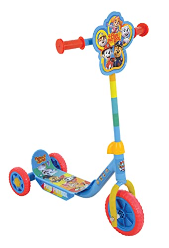 Paw Patrol La Patrulla Canina Patinete 3 Ruedas +20 kg +2 años, 58x36x65-70 cm, Escudo Delantero, Juegos niños, Motricidad, Diseño Sky, Marshall, Patinete Infantil, Fácil Montar (77748)