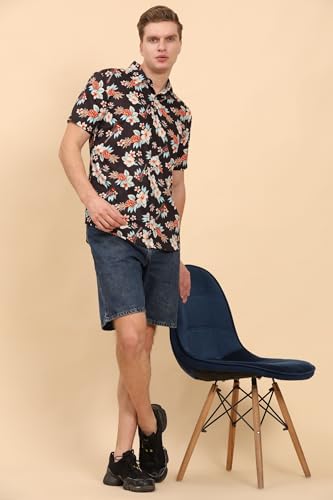 Image of Mens Printed Casual Shirts Short Sleeves Button Down Tropical Shirts