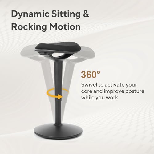 Image of Nouhaus Standing Desk Stool, 22 inch-28 inch Height Adjustable Swivel Desk Wobble Chair, Portable Tall Office Stools w /Rocking Motion, Foam-Padded Wobble Stool Adult for Office, Classroom(Ergo Poise, Black)