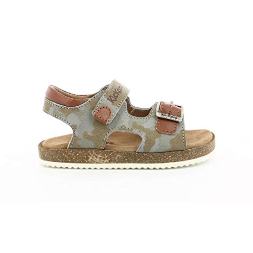 Kickers FUNKYO, Sandalias con Punta Abierta Niños, Verde Caqui Camuflaje 203, 25 EU