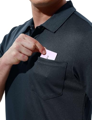 Image of Rdruko Men's Polo Shirts Short Sleeve Quick Dry Outdoor Golf Sports Shirts with Pocket