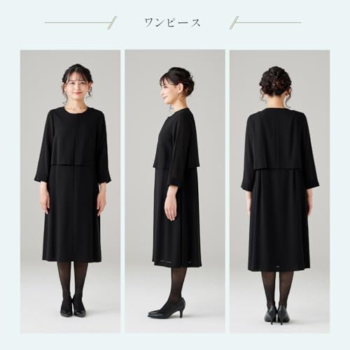 [BLACK GALLERY] [ビーギャラリー]ブラックフォーマル ワンピース 喪服 サイドプリーツ 夏向け 洗える サマーワンピ 19号 100222667 6枚目