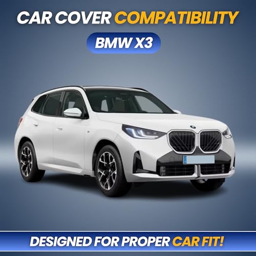 Image of Premium 100% Waterproof Car Cover for BMW X3 | All-Weather, UV & Dust Protection | Heavy-Duty 3-Layer Fabric | Custom Fit with Mirror & Antenna Pockets | Navy Blue