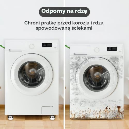 Alyvisun Podkładki pod nóżki pralki, 4 sztuki Uniwersalna podkładki przeciw wibracjom antypoślizgowa mata amortyzator wstrząsów Anty-rdza podpora do suszarki, zmywarek (Białe)