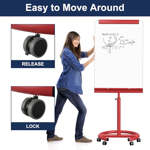 Image of TSJ OFFICE Rolling Whiteboard Standing - 40 x 26 Inches Mobile White Board