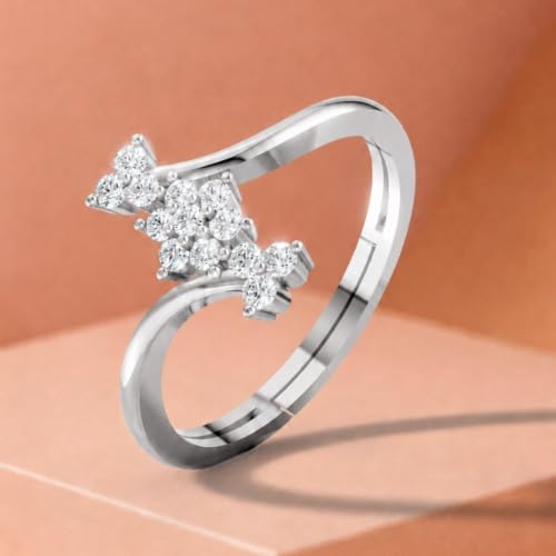 Image of Miss Highness 925 Pure Silver Ring for Women | Flower Adjustable Ring | Certified Sterling Silver Jewellery | Daily Wear Finger Rings | Gift for Wife, Girlfriend, Anniversary & Girls Birthday