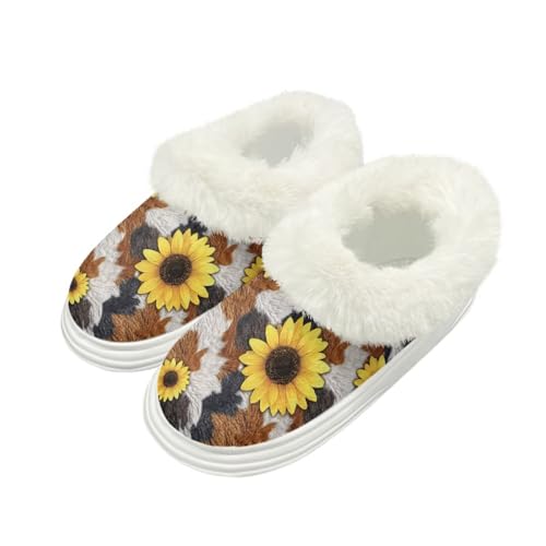 chaqlin Womens Fuzzy Slippers Animal Print Fluffy Platform Slippers Indoor/Outdoor Shoes Warm Winter House Shoes