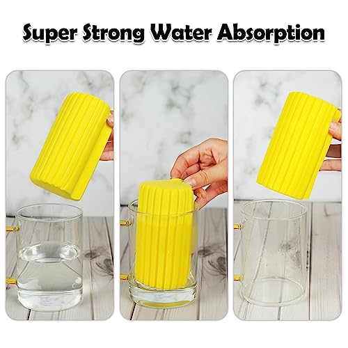 Image of 4 Pack Damp Clean Duster Sponge, Reusable Dusters for Cleaning Blinds, Vents, Railings, Kitchen Table, Window Track Grooves and Faucets (Yellow)