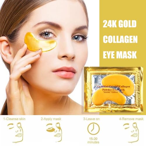 24K Gold Eye Mask – Collagen Under Eye Patches for Puffiness, Dark Circles & Wrinkles – Hydrating Anti-Aging Eye Gels (30 pairs) - Image 3