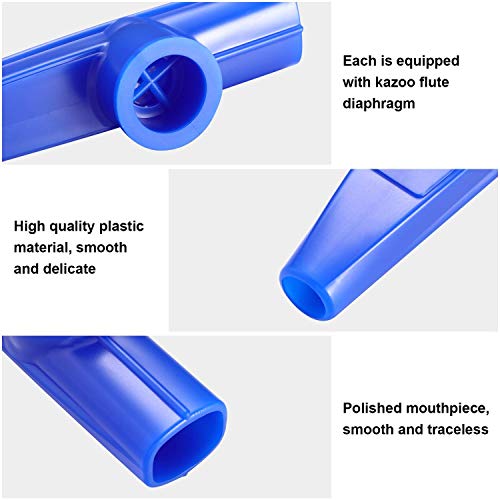 Blulu 10 Stücke Kunststoff Kazoo Musik Instrumente mit Kazoo Flöte Membranen für Geschenk, Preis und Party Favors (5 Farben)