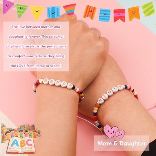 Back to School Gifts for Mommy Mom and Daughter First Day of School Bracelets Set3