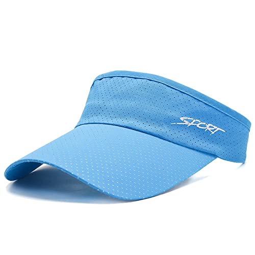 TRADERPLUS Sports Sun Visors Adjustable Empty Top Baseball Cap Breathable Quick Dry Golf Visor with UV Protection for Men Women (Blue)