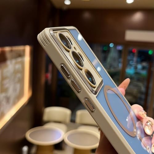 Image of VONZEE PC,TPU Magnetic for Samsung S25 Ultra 5g Case,Upgraded Full Camera Protection,Compatible with Magsafe,Drop Protection,Clear Transparent Back Bumper for Samsung S25 Ultra 5G(Black)