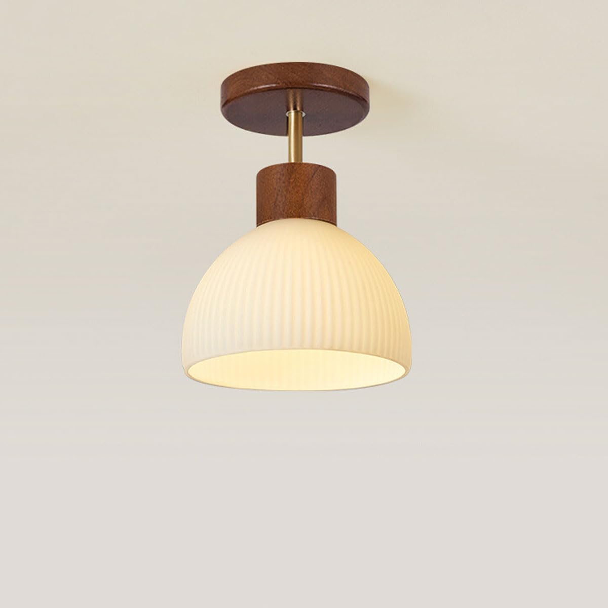 LANTANB Walnut Colored Entrance Foyer Ceiling Lamp Glass Lampshade Flat Lighting Corridor Ceiling Lights Suitable for Hallway Cloakroom