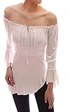 Wakrays Women Plus Size Off Shoulder 3/4 Sleeve Slim Long Tops Blouse Shirt White