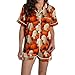 Halloween Pajamas Women,Pumpkin Ghost Printed Casual Graphic Button Up Sleepwears - Fashion Costume Large Pumpkin Ghost