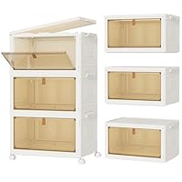 HOMIDEC Closet Organizers and Storage 70Qt 3 Pack Stackable Storage Bins with 3 Lids Closet Organizer Boxes for Clothes Foldable Storage Box (23Qt X 3)