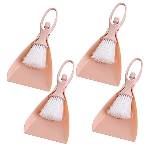 GOOHOCHY 4 Sets Cleaning Utensils Mini Dustpan and Brush Desktop Gadgets Mocha Master Cleaner Dust Pan and Brush Hand Broom Mini Broom Countertop Broom Dustpan Lecrueset Pans Brooms Pink