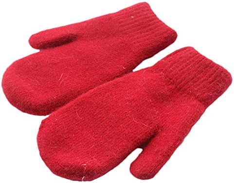 Chickle Adult Kids Winter Warm Thick Knitted Mitten Cashmere Mitten Red Large