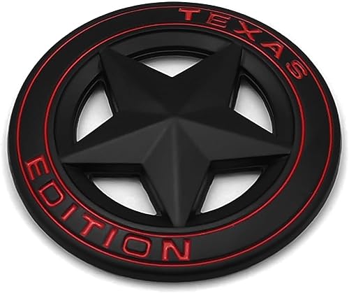 Image of AutoBizarre 3D Raised Matte Black Round Star Texas Edition Metal Monogram Emblem Badge Sticker for All Cars & Bikes