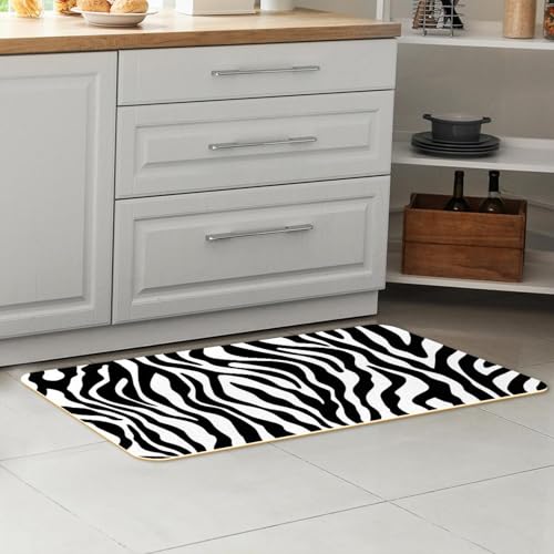 Tapis de cuisine lavable tapis de sol antidérapant noir blanc