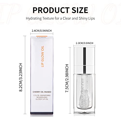 Dageda Tinted Lip Oil Plumping Lip Gloss, Hydrating Lip Glow Oil Lip Care Moisturizing Clear Toot Lip Oil For Dry Lips, Nourishing Glossy Glass Lip Oil Gloss Non-Sticky Shine Lip Tint (Clear) #TOP7