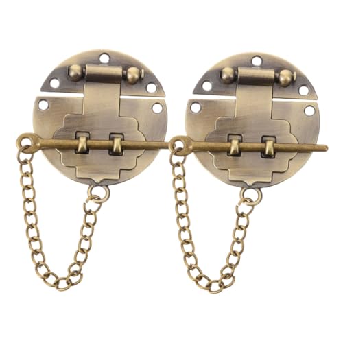 IWOWHERO 2pcs Box Hardware Buckle Chain Chains Hasp Latch Hasp Buckles Lock Metal Latches Hasp Iron Hinges Jewelry Boxes Buckle Small Latch Wood Boxes Buckle Dark Brown Alloy