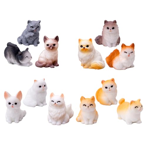 Toddmomy Lot de 12 Mini Figurines De Chat en RéSine DéCors De Petits Chats RéAlistes pour Jardin Et IntéRieur Petites Statues Multicolores pour ScèNes Fantaisistes Et Paysages Miniatures