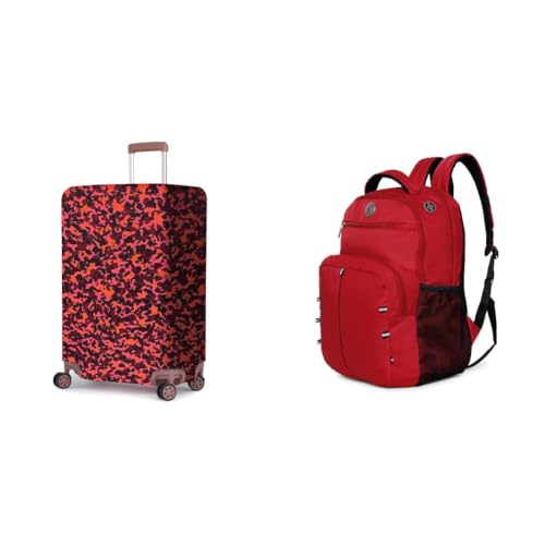 Image of ACEPACK Polyester Fabric Stretchable & Washable Protective Luggage Cover Universal Large Check in + Global 25.91 Liters Water Repellant 17.32 inch Laptop Backpack with Rain Cover for Casual,