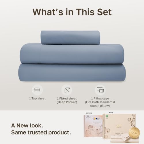 California Design Den 100% Organic Cotton Twin Sheets Set, 3 Pcs - image 3
