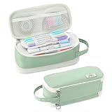 Tergopa Pencil Case Large Zipper Pencil Pouch for Girls Kids Teens Adults Aesthetic Pencil Bag Stationery Organizer Pen Pencil Case with Handle for School Green