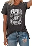 Country Music Tshirt for Women Vintage Nashville Tennessee Graphic Shirts Music Lovers Summer Vacation Top Shirt Tee(Dark Grey,L)