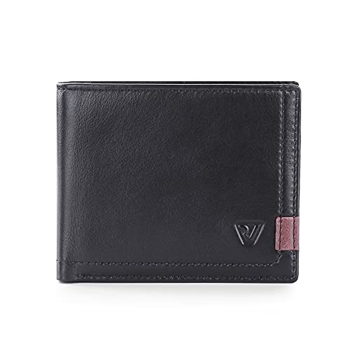 RONCATO Tokyo cartera hombre piel con monedero y RFID marrón oscuro, Negro