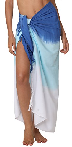 INGEAR Swimwear Long Batik Sarong Multi Wear Pareo Canga Swimsuit Wrap Cover Up (One Size, Blue Fade)