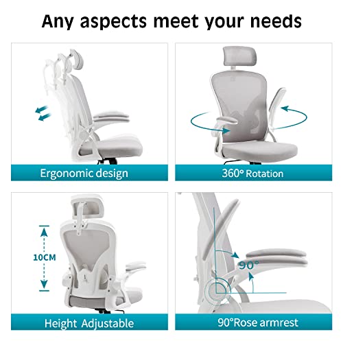 Ahua Sedia da ufficio ergonomica in rete, supporto...