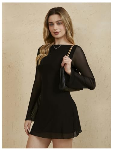 Image of MakeMeChic Women's Cheetah Print Mini Dress Y2k Bell Sleeve Leopard Print Dress Going Out Outfits