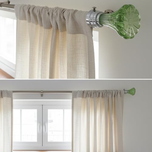 Image of Atlantic Curtain Rod Finials Set of 6 - Flower Style Decorative Textured Resin Finials for Standard Drapery Rods, Emerald Green