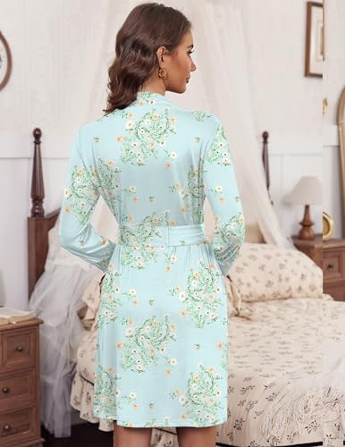 Image of HOTOUCH Womens Robe Lightweight Short Knit Bathrobe Soft Ladies Sleepwear with Pockets