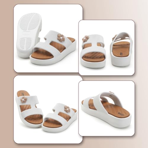 Image of DOCTOR HEALTH SUPER SOFT Women's EVA Platform Slide Slippers | Soft Cushioned Lightweight Anti-Skid Bathroom House Slippers | Floral Charm Comfort Slides for Indoor Outdoor Everyday Wear