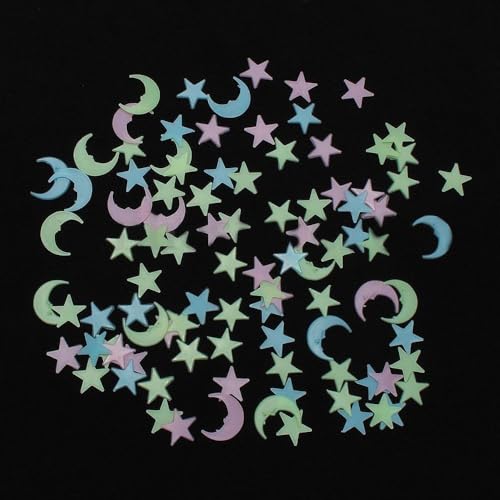 Glow in The Dark 100pcs/Set Estrellas Luna 3D Stickers PVC miniatura 2