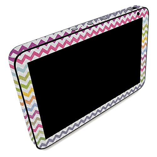 Image of MightySkins Carbon Fiber Skin Compatible with Amazon Echo Show 8 (Gen 2) - Rainbow Chevron | Protective, Durable Textured Carbon Fiber Finish | Easy to Apply