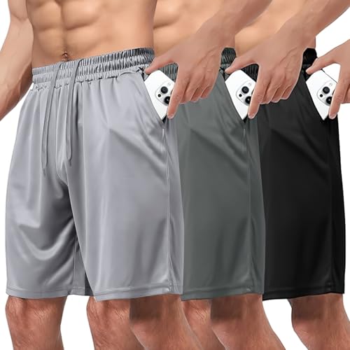 Recopilación de Pantalones cortos deportivos para Hombre del mes. 43 GOMITA Juego de 3 Pantalones Cortos de Deporte para Hombre, Ropa Deportiva Hombre (MX/US, Alfa, Mediano, Regular, Regular, Negro+Gris Oscuro+Gris Claro)