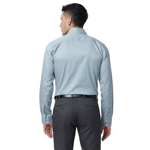 Image of Raymond Men's Slim Fit Pure Cotton Structure Pattern Semi Cutaway Collar Full Sleeve Formal Shirt