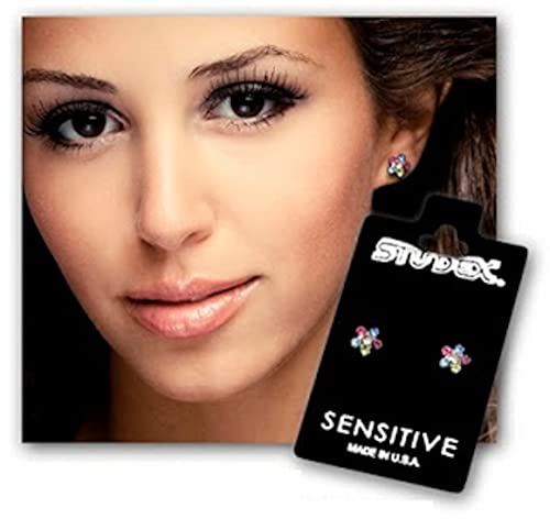 Studex Sensitive 6mm Heart with Pink Glitter Centre Stainless Steel Stud Earrings2