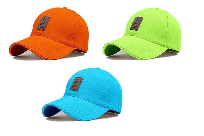 Image of rytoria Combo 3 Pcs Cap for Men and Women Unisex Cotton Caps Adjustable Strap Free Size Summer Sports Cricket Gym Dance