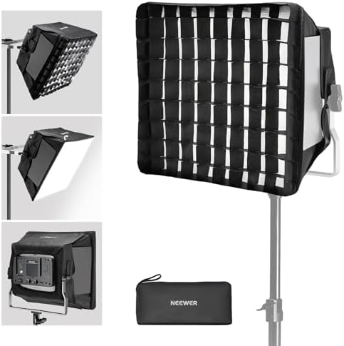 NEEWER Upgraded Softbox Diffuser for NL660 RGB660 PRO II LED Video Light Panel, 12.6"x11.6" Foldable with Grid/Bag/Blackout Hood, No Need to Remove barndoors Quick Set Up for Soft Light, NS4S