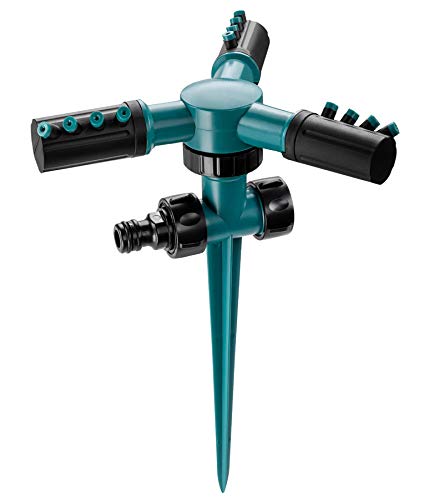 HBlife Green Sprinkler, 15FT Spike Base Automatic Rotation 360 Degrees Garden Sprinkler